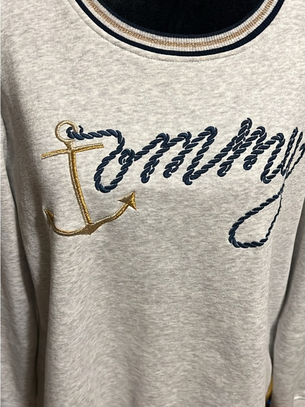 Women’s Light Gray Anchor Embroidered Sweater - Nautical Knit